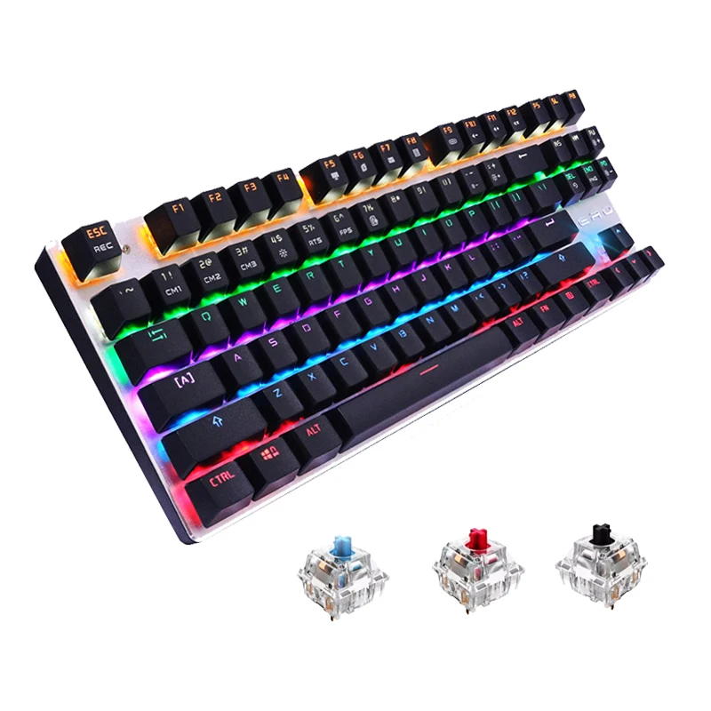 

Metoo zero Wired Gaming Mechanical Gaming Keyboard 87 104 Keys Backlit Backlight Blue Black Red Switch Ergonomics