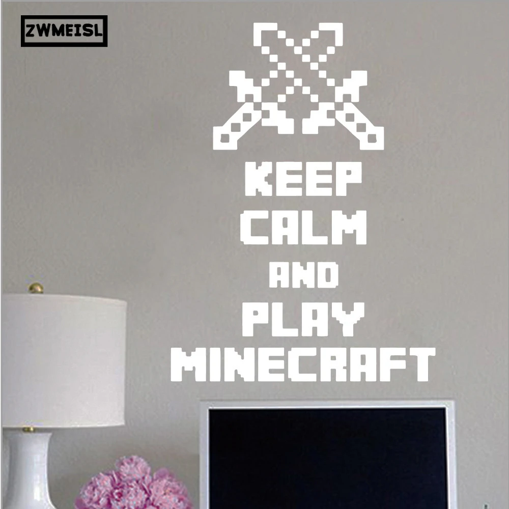 ZM Art design home decoration keep calm and play minecraft wall sticker removable vinyl home