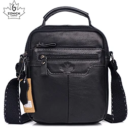 Мужская сумка на плечо из натуральной кожи, мужская сумка для путешествий, новые сумки, простая сумка, модная сумка на плечо на молнии ZZNICK - Цвет: black 3101