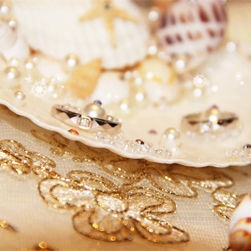 1 шт. Марин shell pearl фото реквизит для предложения руки и сердца украшение для свадьбы бракосочетания готовой ручной подушку кольцо