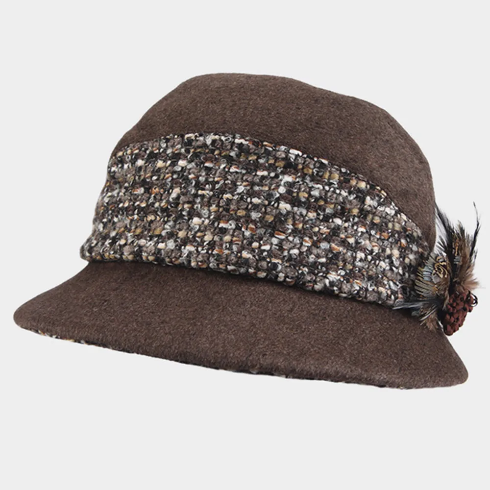 Kenmont Autumn Winter Women Bucket Hat Ladies Girls Warm Woolen Wool
