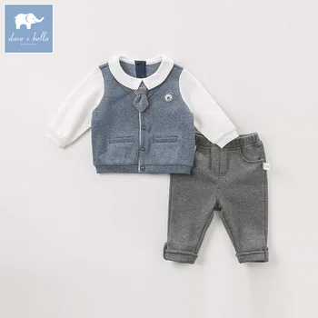 

DBW8557 dave bella baby boy clothes children long sleeve clothing sets kids boutique outfits boys with tie gentleman sets
