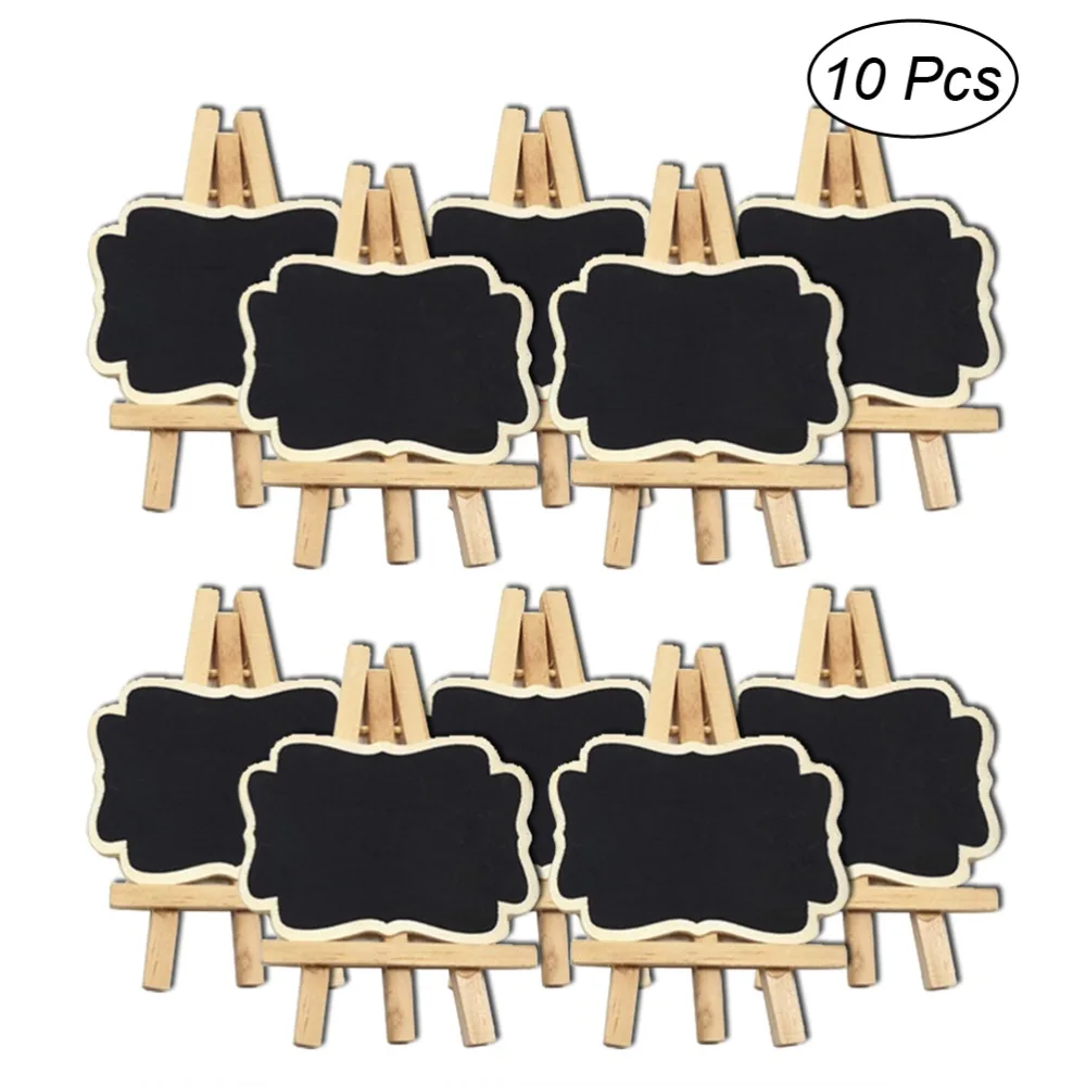 

10pcs Framed Chalkboard Place Cards With Easel Mini Wooden Blackboard Chalkboard Stick Stand Holder Event Party Decor