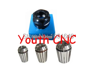 , 3pcs ER11 collets 3.175mm, 4mm, 6mm +1pc ER11A Nut for CNC milling lathe tool and spindle motor