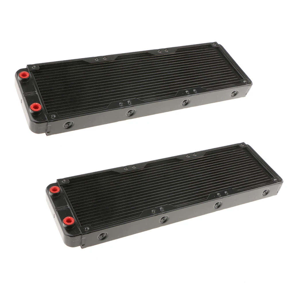 2xPC Radiator Water Cooling Row 18 Pipes for CPU Heatsink 360mm Thread mouth