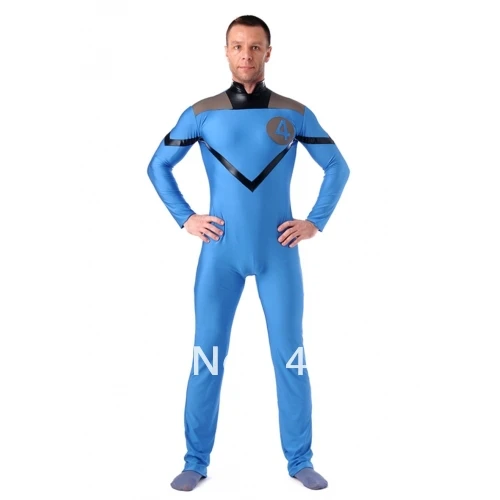 Мужская версия небесно-голубого фантастического костюма, спандекс супергероя фантастические четыре костюма, костюмы на Хэллоуин