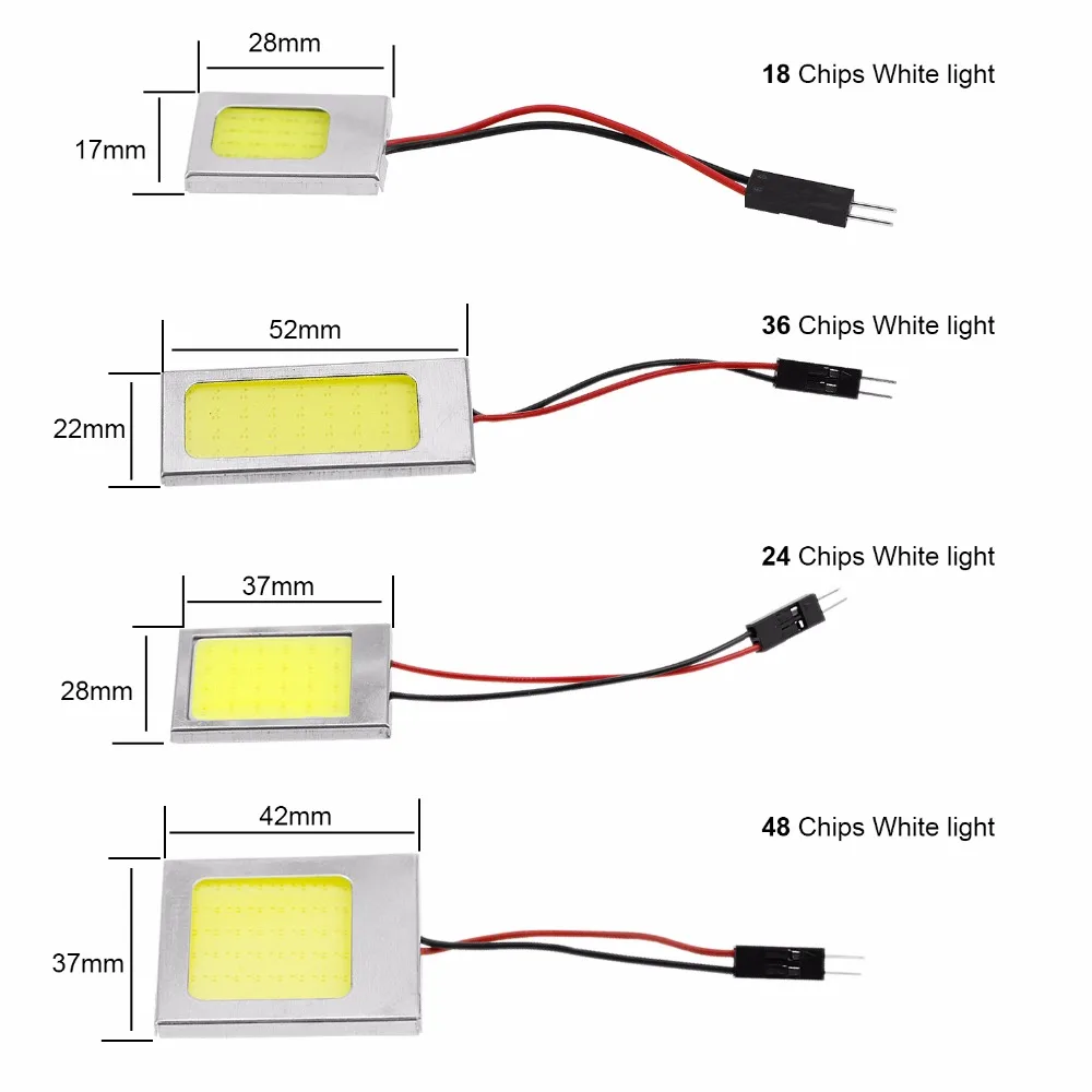 T10 светодиодный автомобиль Панель чтение светильник адаптер W5W BAS9S гирлянда; большие размеры 31-42 мм C5W Потолочные плафоны плата COB 18/24/36/48 SMD лампочка для салона автомобиля