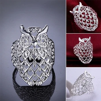 

2016 Women Fashion Owl Hollow Finger Ring Pretty Cute Fashion Accessories Gift