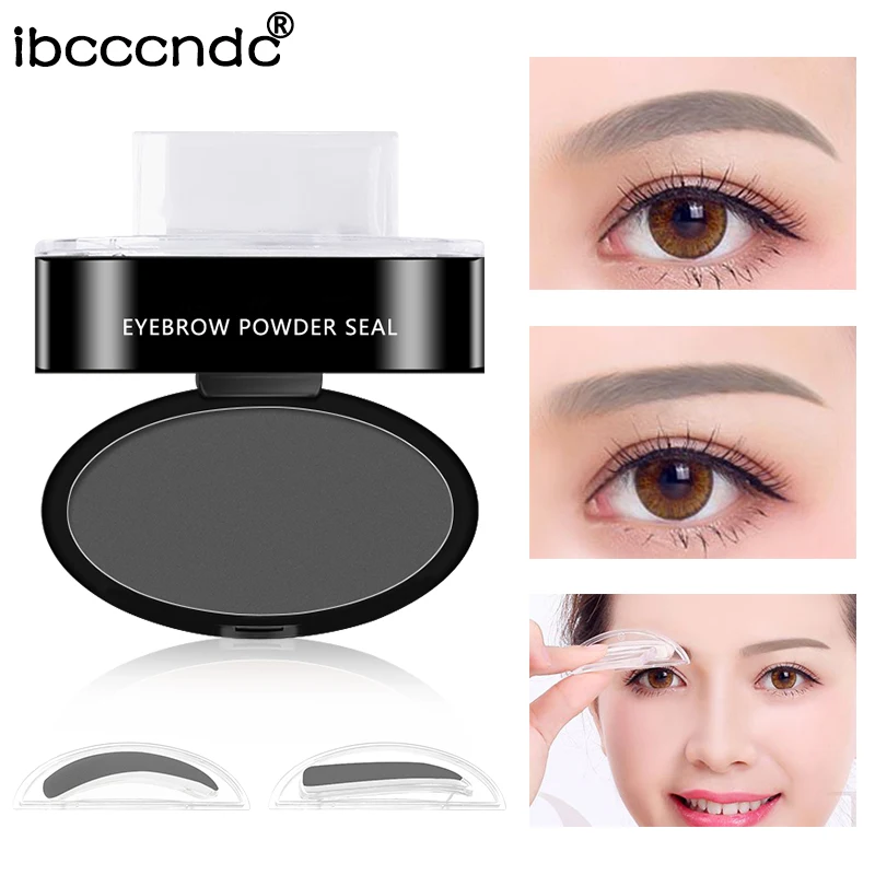 3 color Gray Brown Eyebrow Powder Seal Eyebrow Shadow Set Waterproof Eyebrow Stamp 2 Shapes Brow