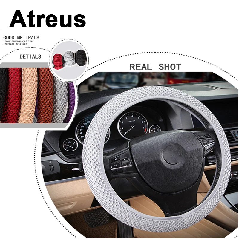 

Atreus Car Accessories Steering Wheel Cover Cap Nylon Slip For Nissan qashqai Citroen c4 c5 c3 Chevrolet cruze aveo Peugeot 306