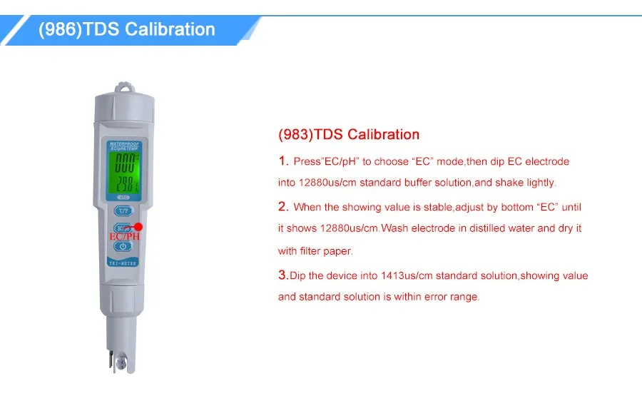 Три в одном PH-983 EC/PH& TEM тестер качества воды ручка подсветка цифровой ph-метр и зонд для аквариума, бассейна, лаборатории