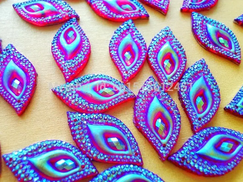 Navette eye shape 15*30mm crystal Red AB colour stones Sew on rhinestones dazzling strass hand sewing for dress 30pcs/lot | Дом и сад