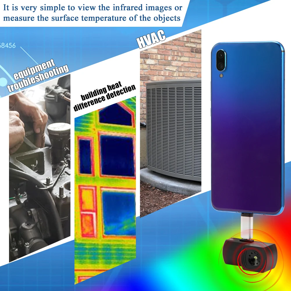 HT-101 тепловизор термальная камера Многофункциональный мобильный телефон внешний Инфракрасный Тепловизор для Android с адаптером