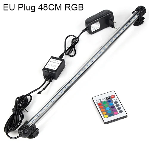 RGB дистанционный светильник для аквариума с вилкой европейского и американского стандарта, водонепроницаемый Светодиодный светильник 5050 SMD, погружной светильник для аквариума 18-48 см - Цвет: EU Plug 48CM