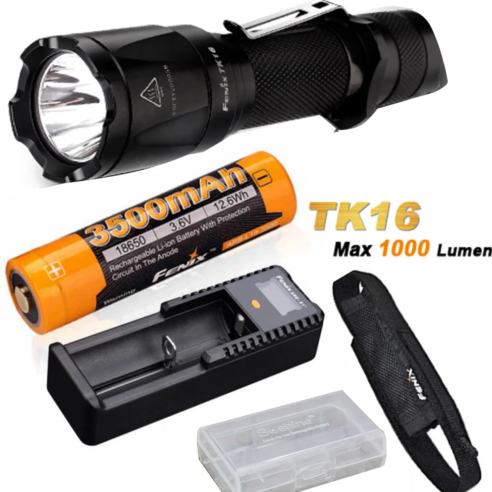 

Fenix TK16 1000 Lumens Cree XM-L2 (U2) LED tactical Flashlight with ARB-L18-3500 18650 Battery ,ARE-X1+ charger,battery case