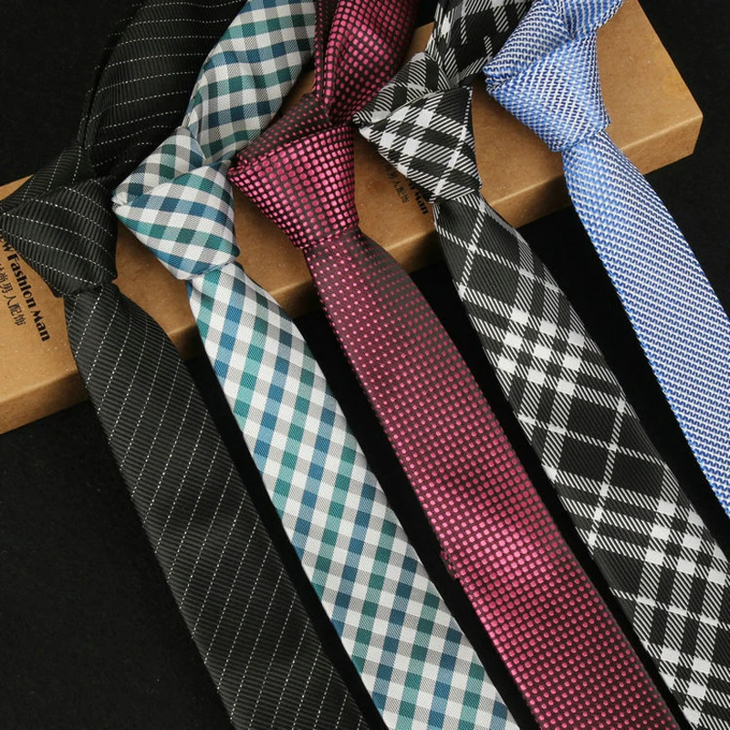 На шею высокого качества галстук 5" Длинные мужские обтягивающие галстуки полиэстер шелк пледы полосы черный жаккард узкий 5 см тонкий галстук подарок