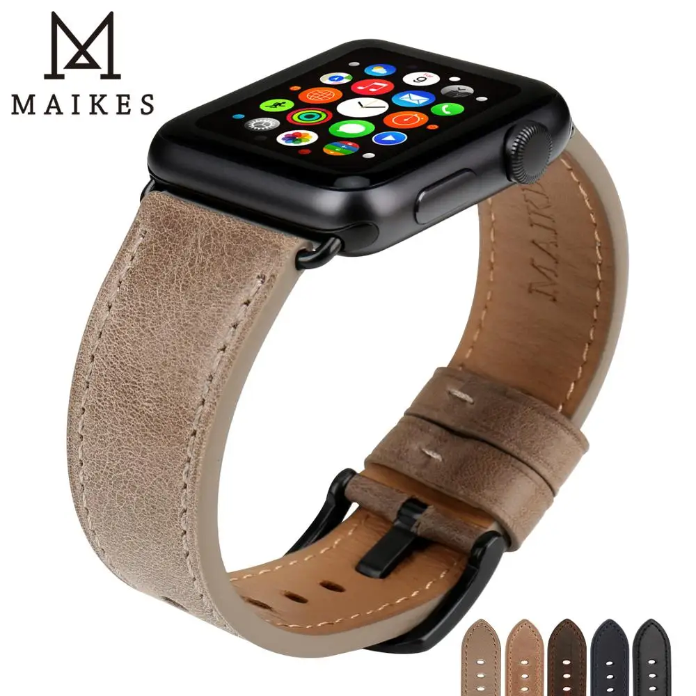 MAIKES font b Watch b font Accessories Genuine Leather For font b Apple b font font
