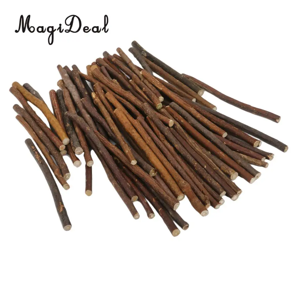 MagiDeal 100pcs Boxwood Natural Wood Stick Branch for DIY Art Craft Decor Pet Mouse Rabbit Snacks Tree Branch Chew Play Toy