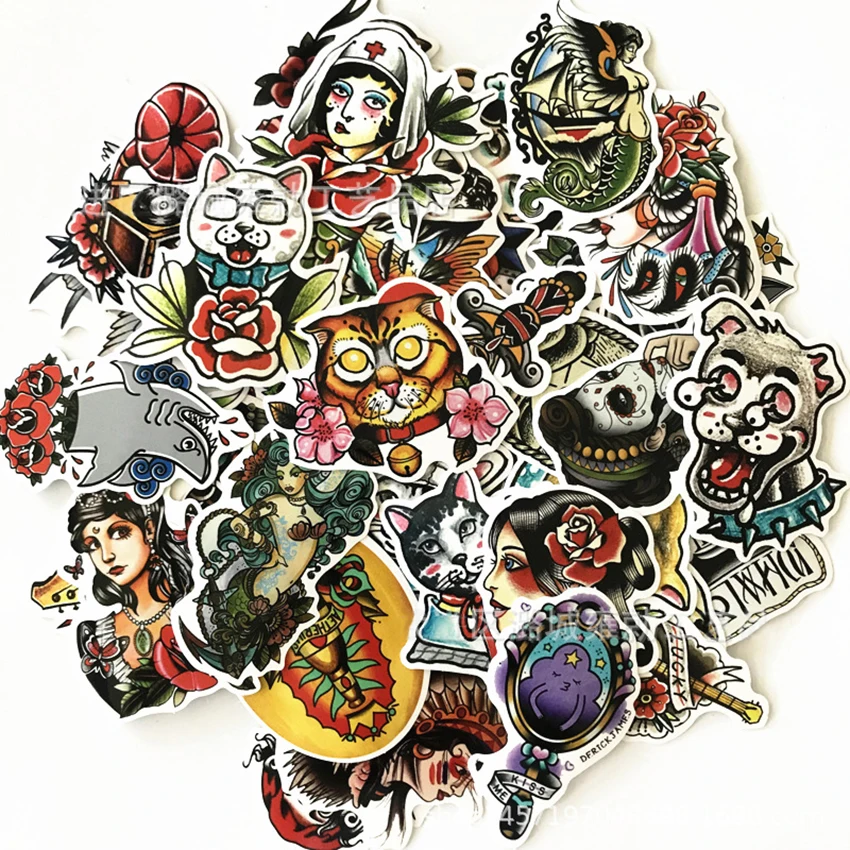 50pcs Cool Skateboard Stickers Bomb Bulk Pack Snowboard Vinyl Decor Decals Black