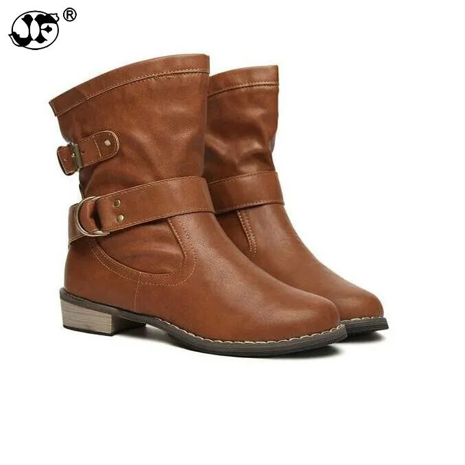 

2019 Fashion Women Boots Female Spring And Autumn Women's Martin Boots Flat Vintage Zip Chains Square Heel Motorcycle Boots dfv6