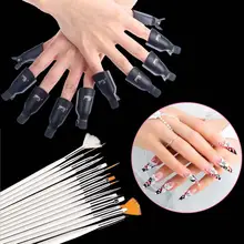 15x ногтей рисунки Дотсом набор кистей для полировки+ 10x УФ удаление лака Кепки черные ногти гель для дизайна маникюр