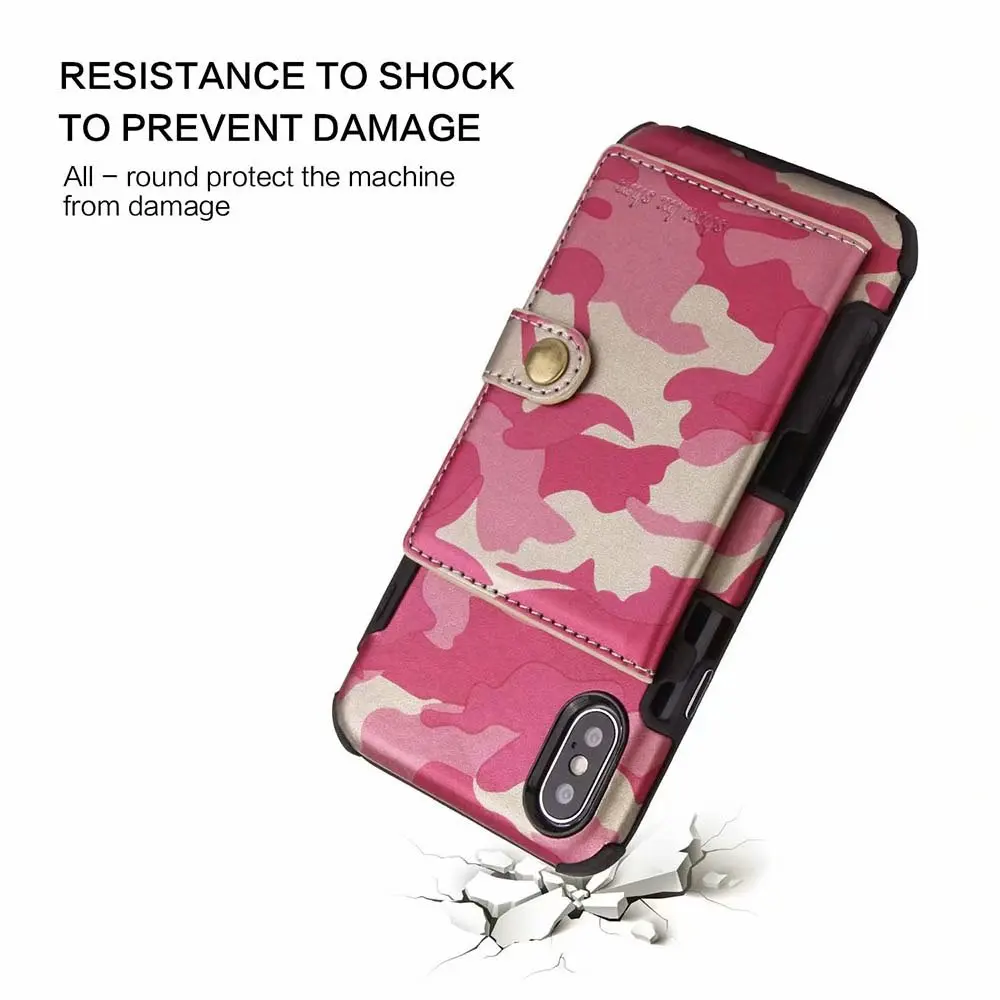 Роскошный чехол-бумажник для карт с откидной крышкой для iPhone 11X8 7 Plus 6S 6 Plus pro, камуфляжный чехол для iPhone XR XS MAX, чехол для телефона