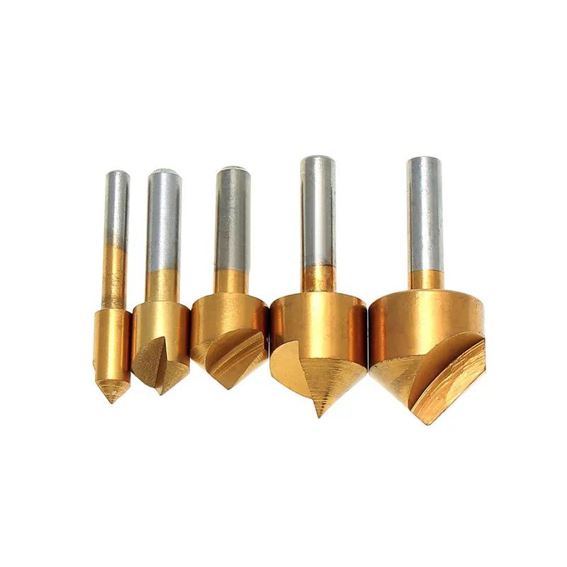 90 degree single-edged titanium chamfering five-piece open-hole woodworking other milling cutter countersink chamfering knife 90 degree single-edged titanium chamfering five-piece open-hole woodworking other milling cutter countersink chamfering knife