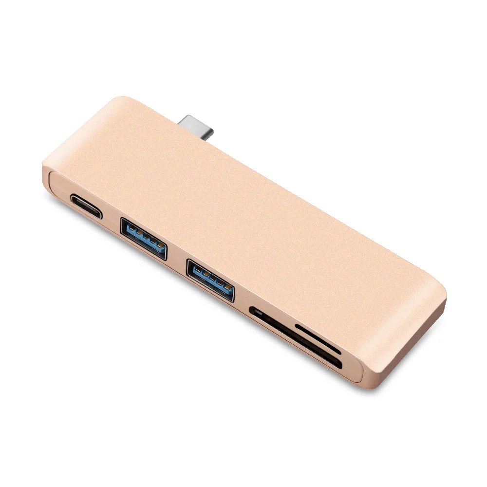 Сдвоенный USB C концентратор Thunderbolt 3 адаптер USB-C с Micro SD/картридер слот для MacBook Air 13 дюймов модель A1932 - Цвет: Gold