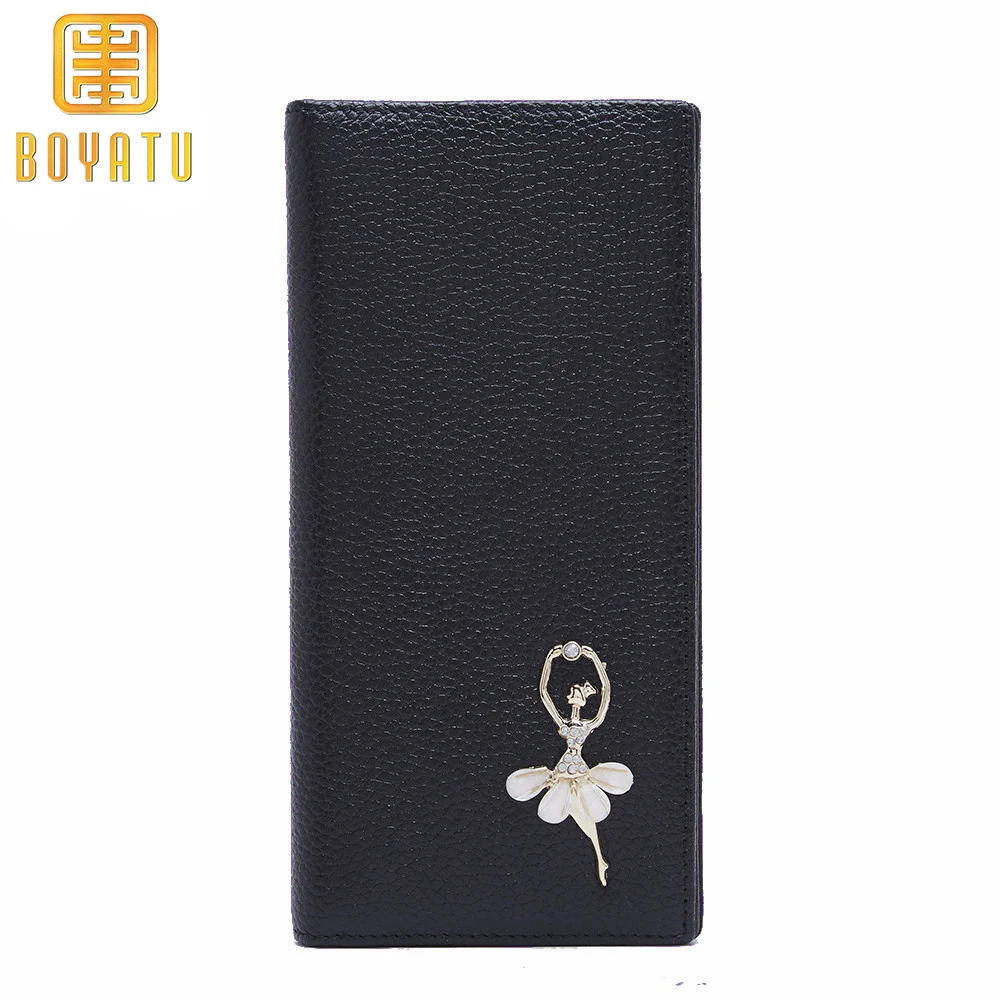 

Genuine Leather Wallet For Women Wristlet Fashion Purses& Wallets portefeuille femme,cartera mujer,carteira feminina