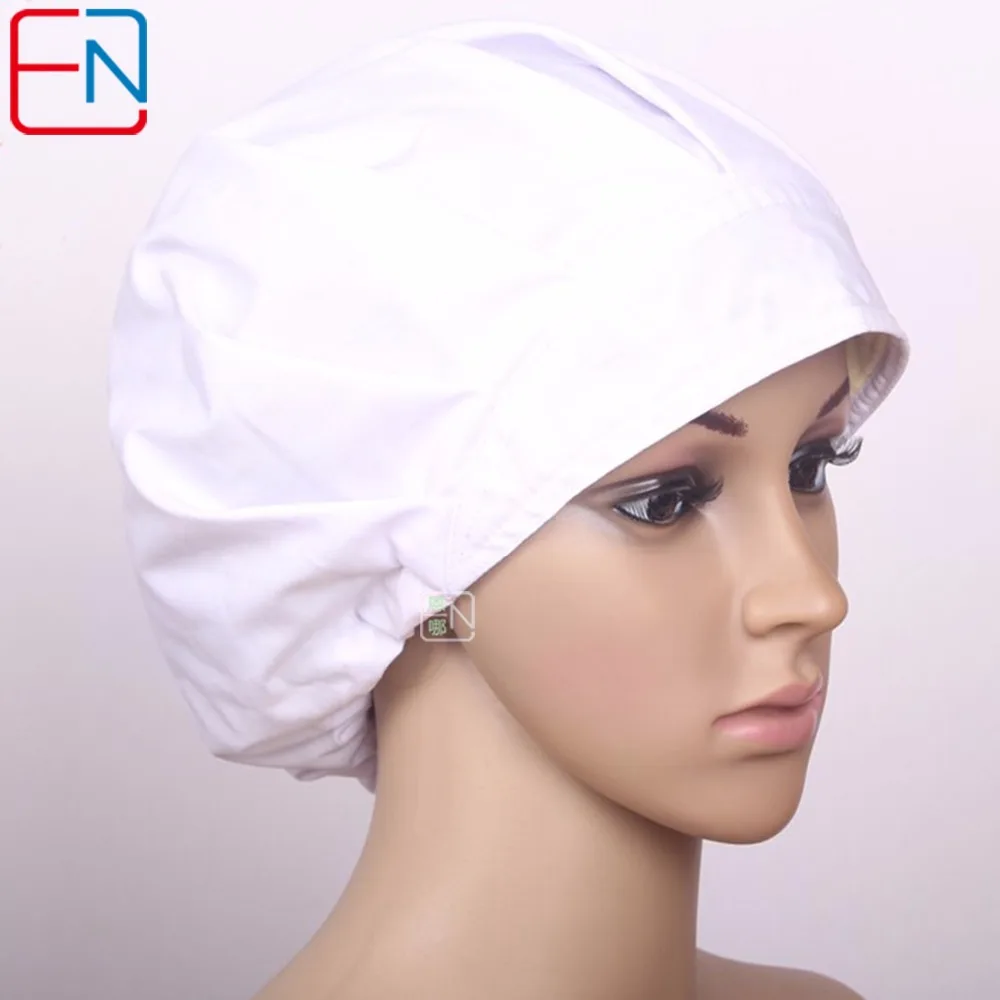 

Hennar Solid White Medical Bouffant Caps 2018 Cotton Hospital Medical Scrub Hats Clinic Kitchen Caps Doctors Nurse Chef Hats