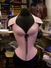Double Steel Boned waist trainer corsets Genuine Leather steampunk buckle sexy party female corset top pink Leather Bondage