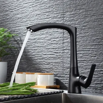 

Matt Black Kitchen Faucet Hot and Colder Water Mixer Tap White Beige Kitchen Sink Faucets Single Handle Brass Basin Water Taps