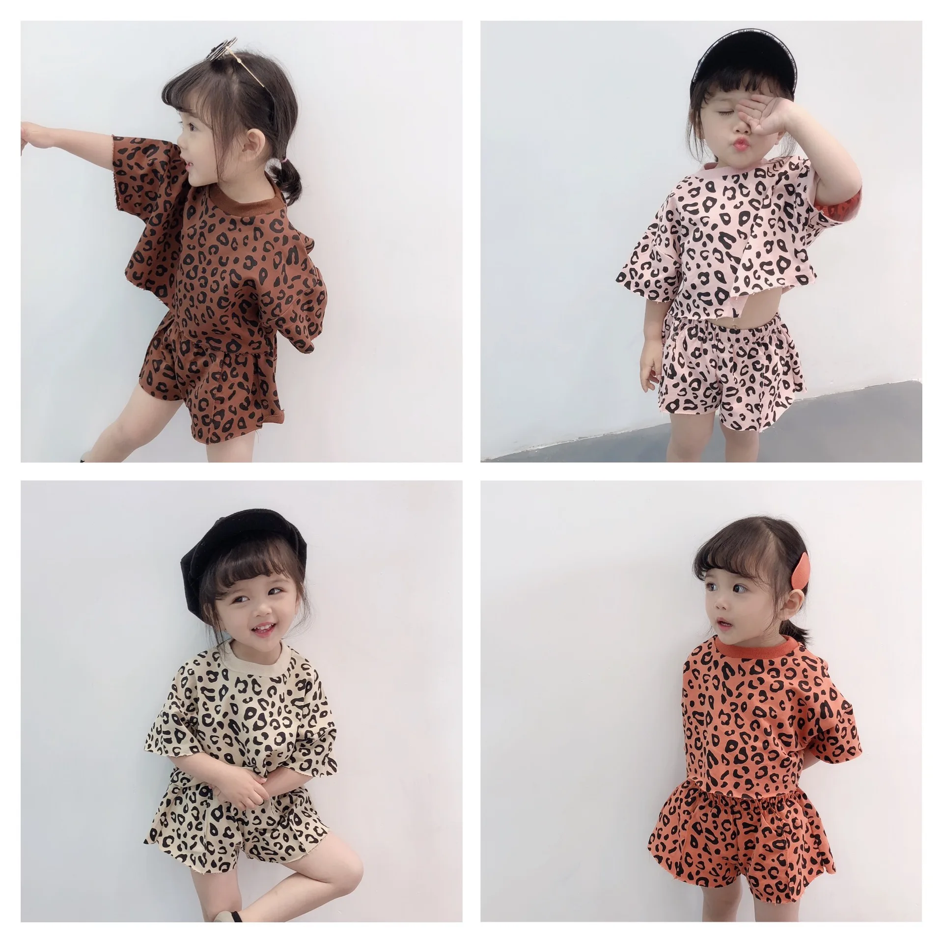 

2020 Four-color Korean Version Two-piece For Girls Girls Clothing Sets Toddler Girl Clothing Baby Girl Summer Clothes