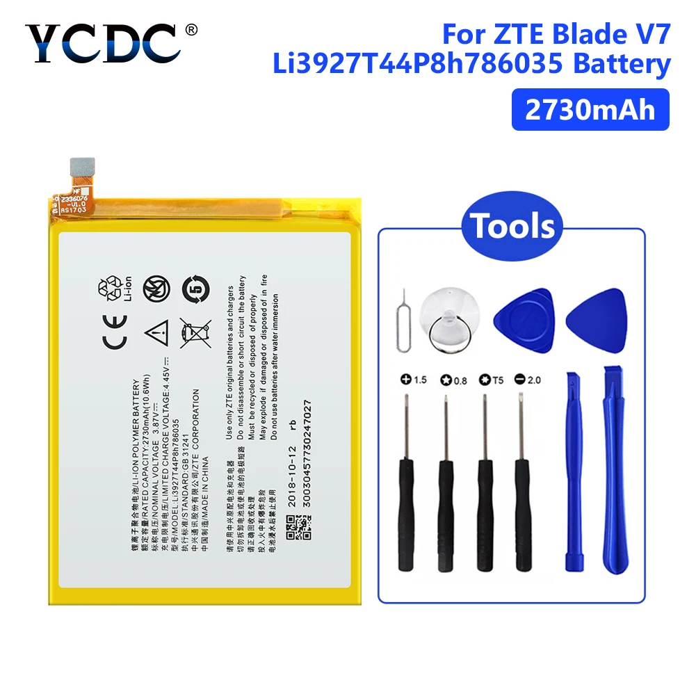 

Replacement 2730mAh Battery Li3927T44P8h786035 For ZTE Blade V8 BV0800 Lithium Polymer Mobile Phone Batteries With Tools