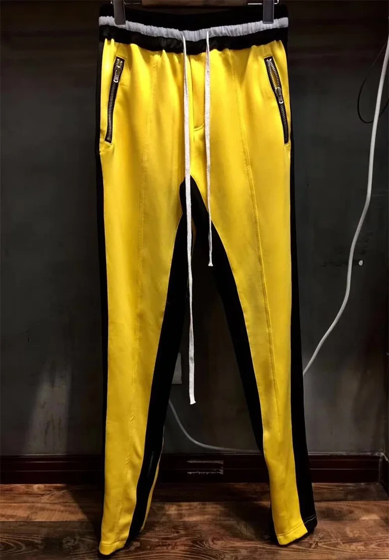 Черные противотуманные уличные новые стильные желтые белые штаны на молнии хип-хоп модная городская одежда красные зеленые брюки как у Джастина Бибера