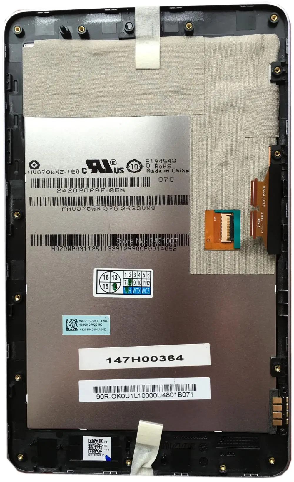 For ASUS ME370TG GOOGLE 1st Nexus 3G version HV070WX2-1E0 CLAA070WP03 XG LCD SCREEN Touch Screen Digitizer Assembly with frame | Компьютеры