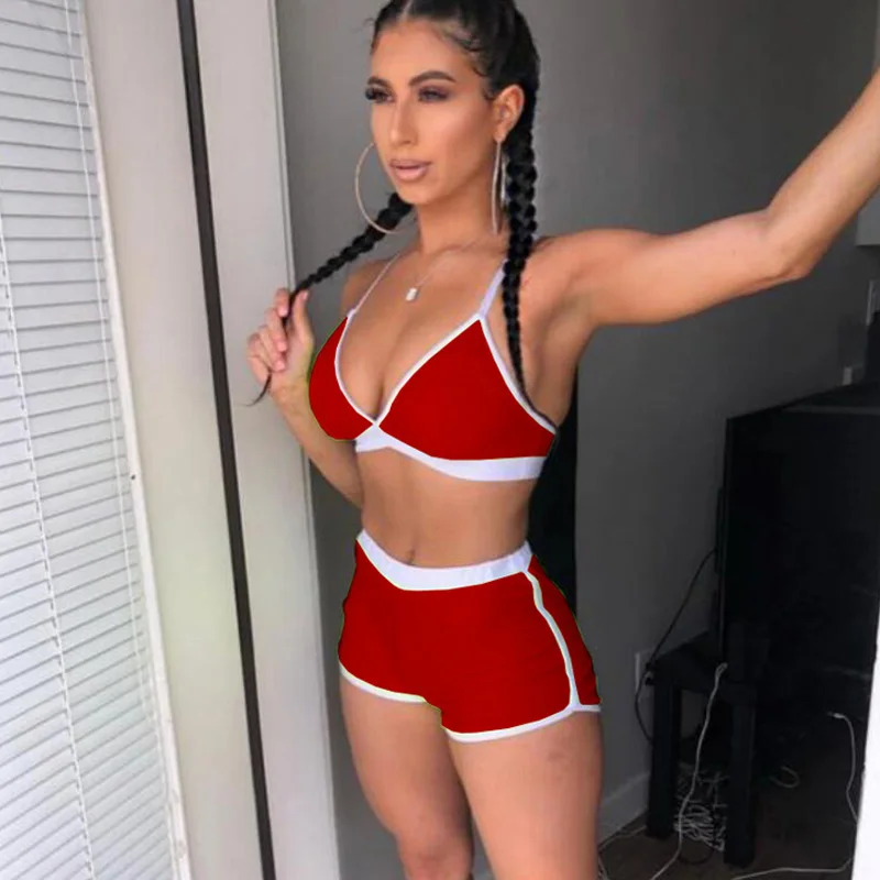 Женский купальник Бикини на бретельках однотонная одежда для йоги Летний