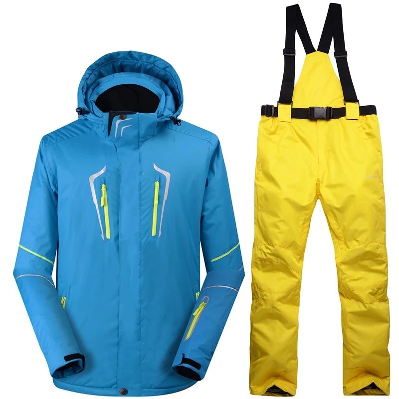 Зимние уличные лыжные костюмы, мужские снежные и Двойные лыжные ветрозащитные водонепроницаемые теплые уплотненные новые лыжные костюмы