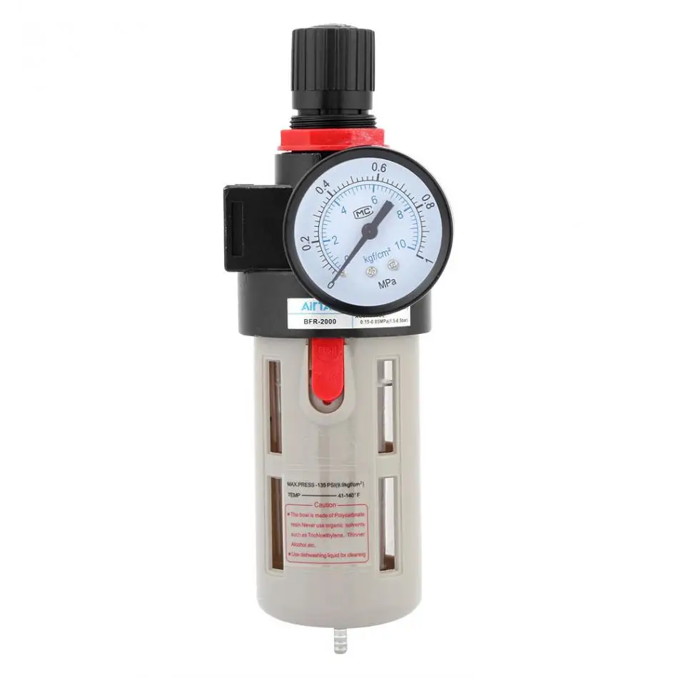 

Air Filter Regulator 1/4'' BFR-2000 Air Source Gas Treatment Unit Filter Pressure Regulator With Gauge Reducing Valve Connector