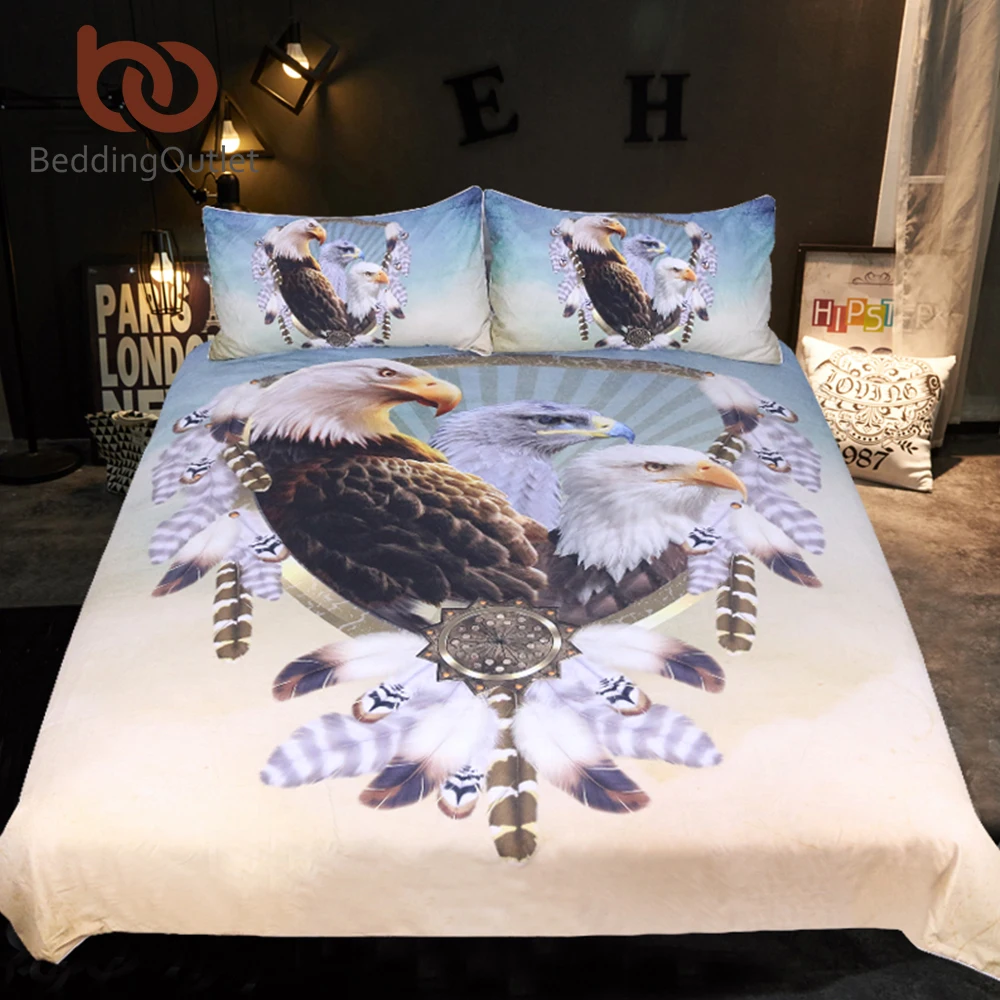 BeddingOutlet Three Eagles Bedding Set Queen Size Feathers Dreamcatcher
