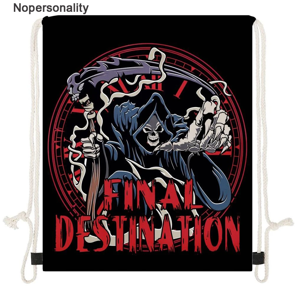 Nopersonality Cool Grim Reaper Print Men Cinch Sack Polyester Storage School Gym Drawstring Bag Sack Pack