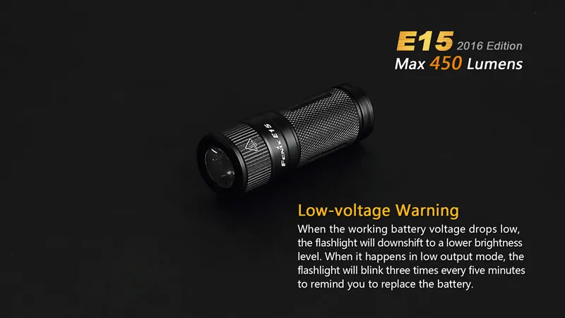 2016 Edition Fenix E15 Cree R5 Светодиодный MAX 450 люмен высокопроизводительный брелок фонарик EDC с брелок