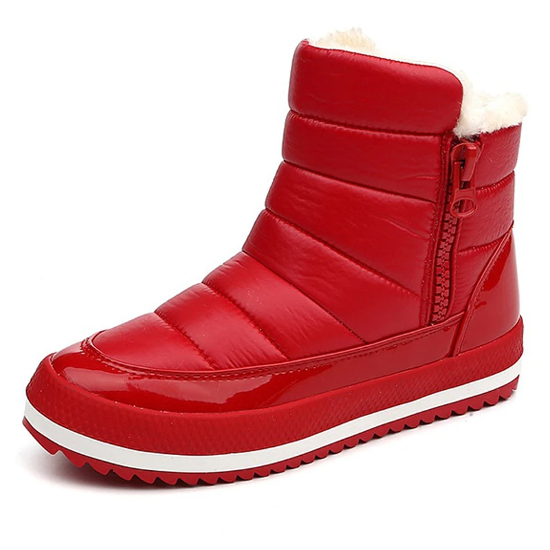 Новинка; зимние женские кашемировые ботинки на танкетке; теплые женские ботинки; водонепроницаемые Нескользящие женские ботинки - Цвет: Red