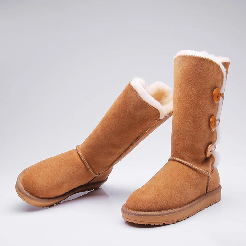 

Classic women boots warm winter snow boots australia genuine leather three button long high fur boots ladies big size shoes