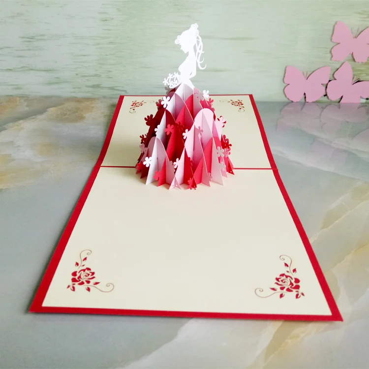 

Customized 3D Stereo Greeting Card Beautiful Princess Korea Creative Hand-made Diy Hollow-out Laser Paper Carved Postcards