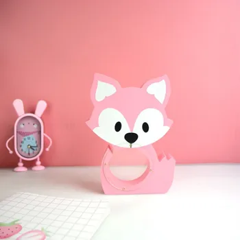 

Creative Cartoon Wooden Piggy Bank Children's Money Box Ornaments Toy Little Fox Christmas Birthday Gifts Ornament Crafts