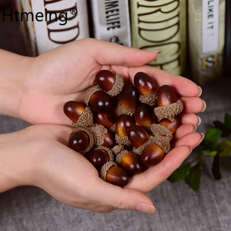 Mini 20 PCS Artificial Acorn Plastic Foam Decoration Fake Simulation Autumn Fall