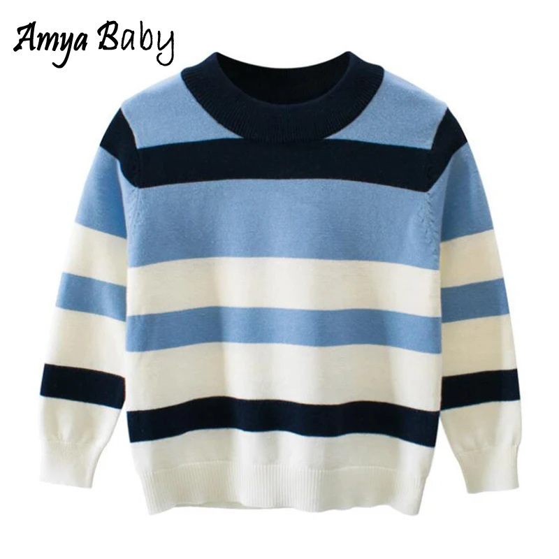 

Amya Baby 2019 Autumn Winter Pullover Striped Kids Sweaters Cotton Boys Tops Toddler Sweater Boys Clothing Children Sweater