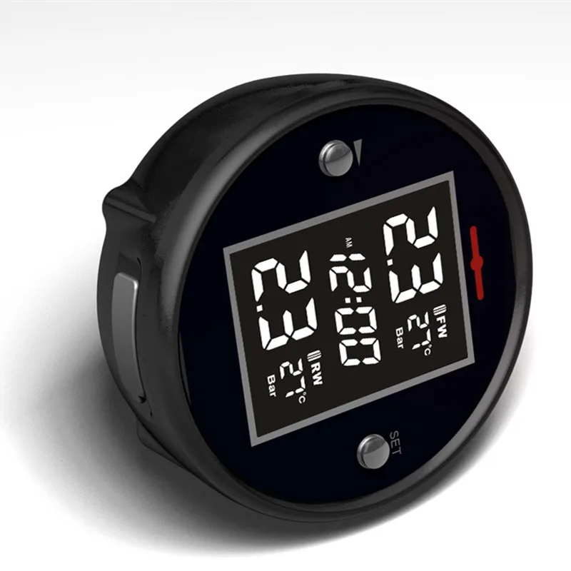 Wireless Motorcycle Tire Pressure Alarm Monitor System Smart TPMS LCD Display Motor 2 External Sensor Temperature Alarm TP-777