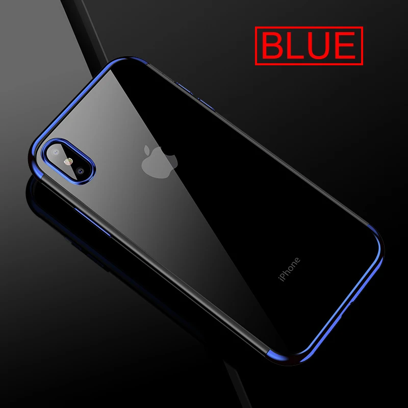 TOMKAS Luxury Case For iPhone X 10 Phone 7 8 6 Cases Transparent Cover Plating TPU Fitted Case For iPhone X 8 7 6 6S Plus (14)